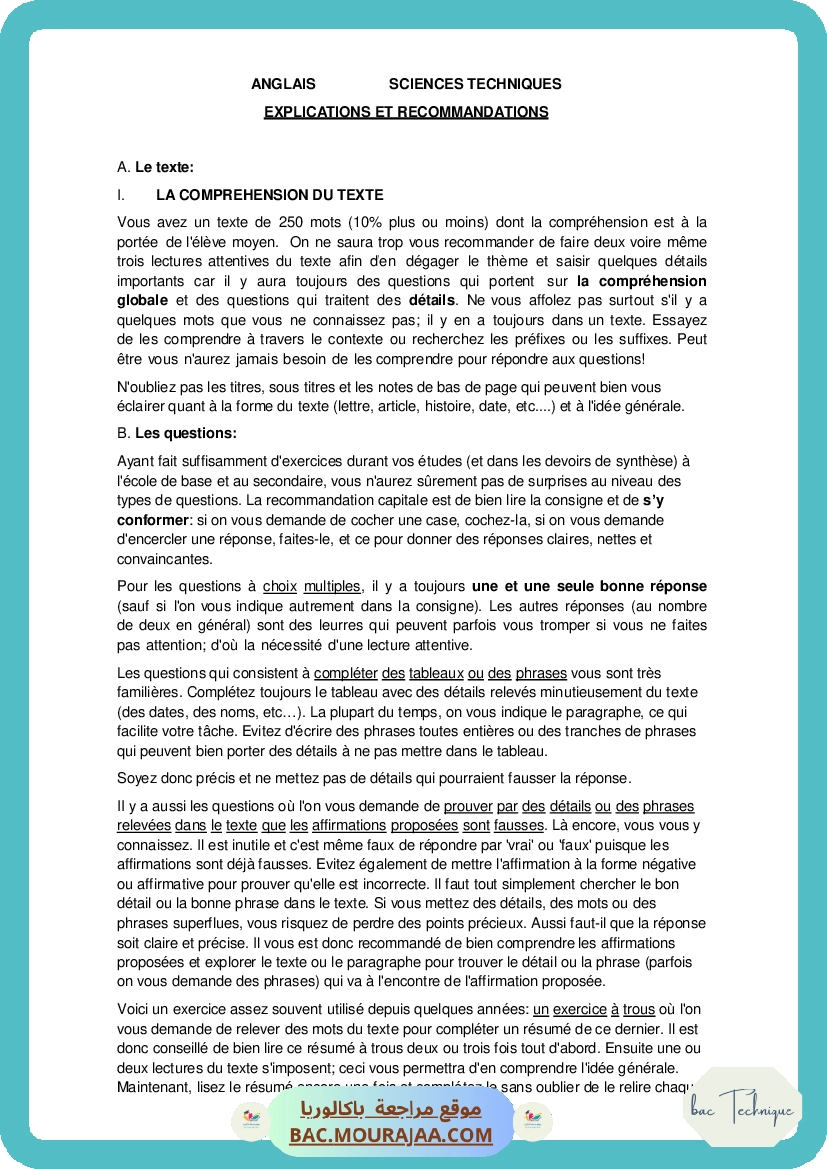 Corrigé principale anglais Bac 2015 – Section technique